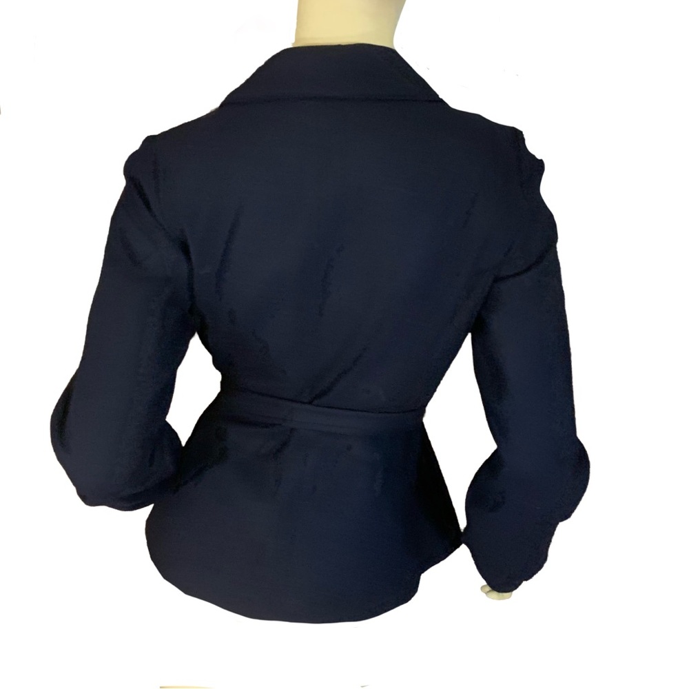 LIQUID NAVY BLUE WOOL BELTED BLAZER (2) - Picture 4 of 13